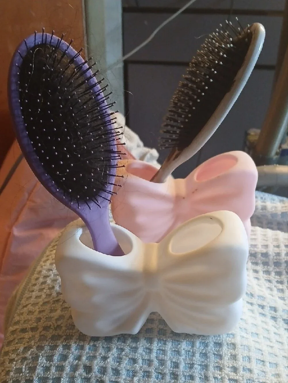 Pink and White Bow  Holders for All - Cute Bow Design